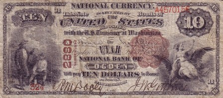 rare $10 brown back paper money