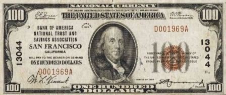 rare $100 1929 bank note