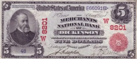 rare 1902 five dollar red seal paper money