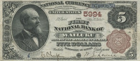 rare $5 brown back paper money