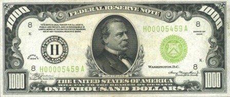 rare paper money $1000 bill