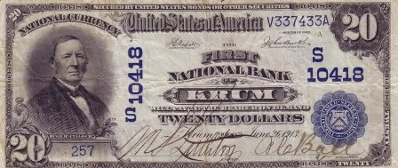 rare paper money $20 blue seal