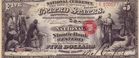 rare paper money $5 bank note